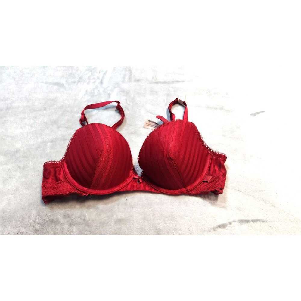 Victoria's Secret 34B‎ Red Sexy Tee Sheer Stripe Push Up Bra NWOT